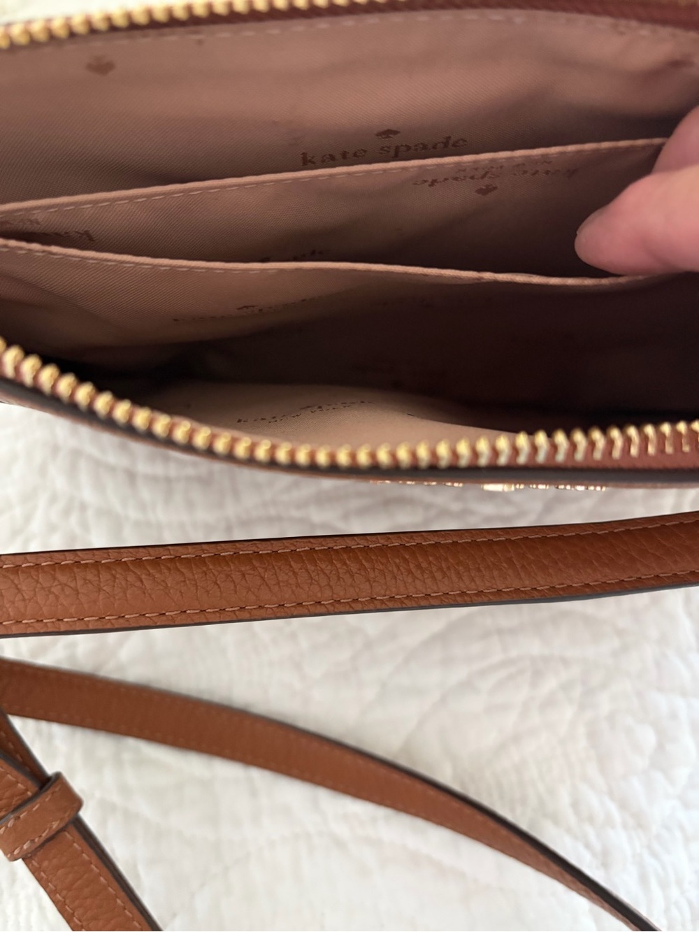 Kate Spade Lena Leather Crossbody Bag in Cognac Brown - Picture 11 of 11